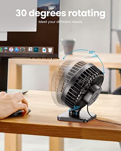 Gaiatop USB Desk Fan, Small But Powerful, Personal Quiet 3 Speeds Portable Fan, Adjustment Mini Table Desktop for Better Cooling Home Office Car Indoor Outdoor Black — view 3