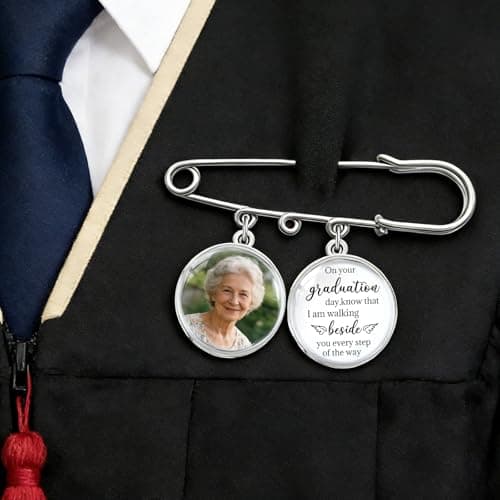 Custom Memorial Graduation Tassel Photo Charm with DIY Pin Brooch Memory Tassel Picture Grad Cap Decoration Personalized 2026 Grad Gift for Gown Ceremony Bouquet