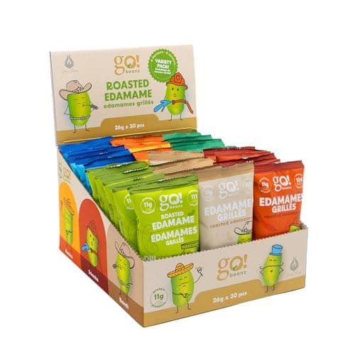 Jimmy Sevigny GoBeanz Crunchy Edamame, Variety Pack, 30 Bags x 26 gr, 11gr Protein per Serving. High Protein Healthy Snacks For Adults & Kids, Low calorie, Low Sugar, Savory Snacks. — view 5