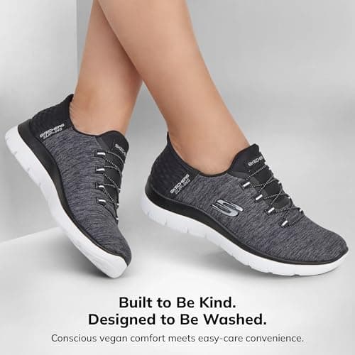 Skechers Women's Summits Hands-Free Slip-Ins – Memory Foam Insole, Heel Pillow, Vegan Materials Sneaker, Black White, 8.5 — view 5
