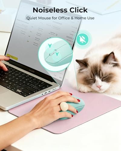 seenda Wireless Mouse for Laptop, 2.4G Noiseless Mouse with USB Receiver - Optical Tracking Portable Computer Mice for Chromebook, PC, Tablet, Windows System, 24 Months Battery Life - Mint Green — view 4