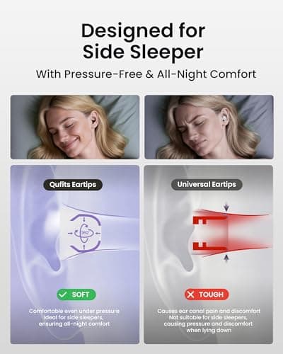 QubitPulse Mid Nosie Reduction Ear Plugs for Sleeping – 23dB Noise Reduction for Sleep & Focus Discreet Horizontal Fit Ultra-Soft Silicone 4 Sizes Case Included - Black — view 4
