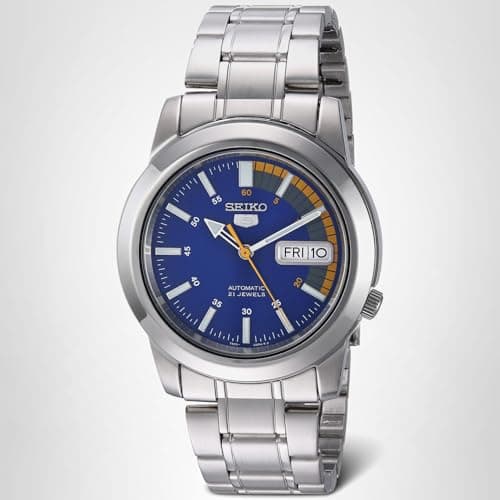 SEIKO SNKK27 Automatic Watch for Men 5-7S Collection - Blue Dial with Contrast, Day/Date Calendar, Luminous Hands, Stainless Steel Case & Bracelet — view 5