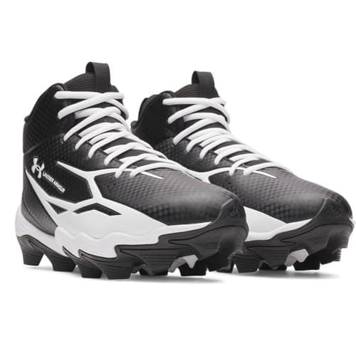 Under Armour Men's Spotlight Hammer Football Cleats, (001) Black/White/White, 9, US — view 4