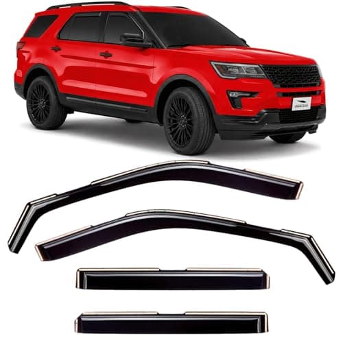 Voron Glass in-Channel Extra Durable Rain Guards for Ford Explorer 2011-2019, Window Deflectors, Vent Window Visors, 4 Pieces -200345