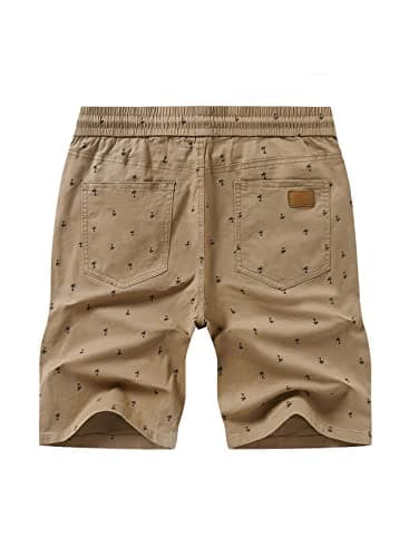 JMIERR Mens Summer Casual Chino Shorts, Coconut Tree Printed Khaki, 2XL — view 3