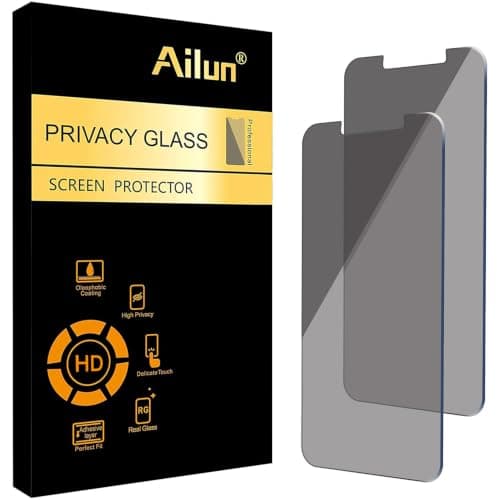 Ailun Privacy Screen Protector for iPhone 17e / iPhone 16e / iPhone 14 / iPhone 13 / iPhone 13 Pro [6.1 Inch] 2 Pack Anti Spy Private Tempered Glass Case Friendly [Not for iPhone 16 6.1 Inch]