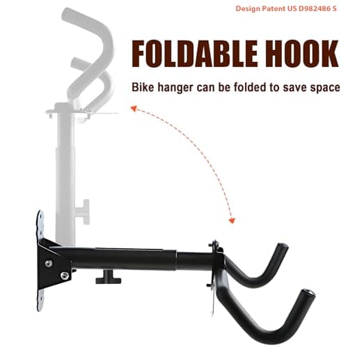 Gootus Bike Wall Mount Hanger - Horizontal Bicycle Indoor Storage Rack | Cycling Wall Mounted Holder Hook - Hang Your Road, Mountain or Hybrid Bikes in Garage or Home — view 4