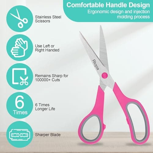 Scissors, 6 Pack 8" All Purpose Comfort-Grip Sharp Shears for Everyday Use — view 3