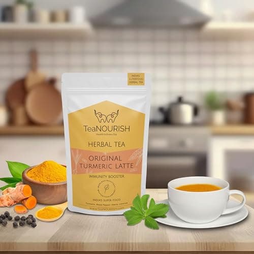 TeaNOURISH Original Turmeric Latte | Golden Milk Powder | Authentic Indian Remedy | Reduces Inflammation & Supports Immunity | 100% NATURAL INGREDIENTS - 3.53oz/100g — view 2