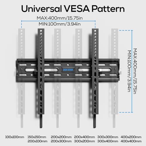 UL Listed Tilting Low Profile TV Wall Mount - Holds Most 26-60 Inch TVs Up to 99 lbs, Quick Release Lock, Max VESA 400x400mm, Fits 8''-16'' Studs - by USX STAR — view 5