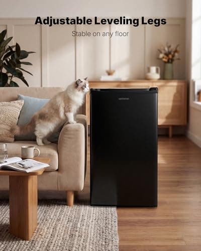 Upstreman 3.2 Cu.Ft Mini Fridge with Freezer, Quiet Efficient Small Fridge, Compact Refrigerator with Adjustable Thermostat, for Dorm, Bedroom, Office, Black-BR321 — view 5