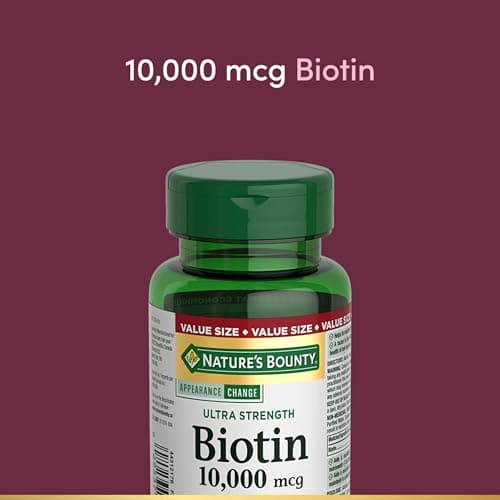 NATURE'S BOUNTY Biotin, Ultra Strength, 10,000 mcg, Promotes Hair Growth, Thicker Healthier Nails, Stronger Thicker Hair & Healthier Skin, Helps Metabolize Nutrients, Softgels, 55.4 g — view 4