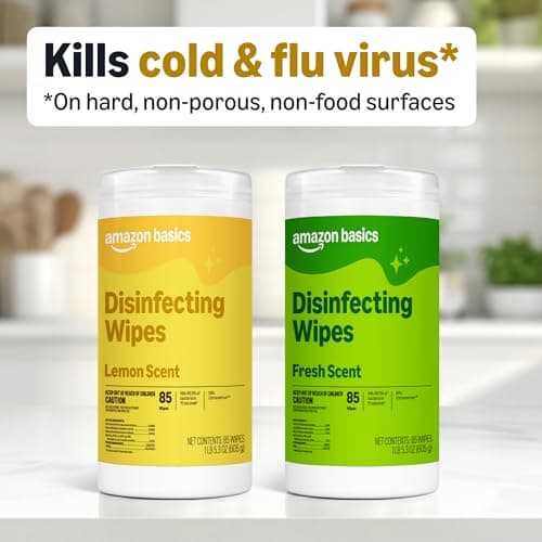 Amazon Basics Disinfecting Wipes, Lemon & Fresh Scent, Sanitizes, Cleans, Disinfects & Deodorizes, 255 Count (3 Packs of 85), Packaging May Vary — view 3