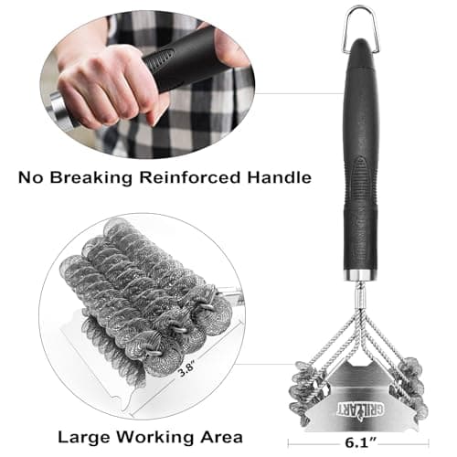 Grill Brush and Scraper Bristle Free – Safe BBQ Brush for Grill – 18'' Stainless Grill Grate Cleaner - Safe Grill Accessories for Porcelain/Weber Gas/Charcoal Grill – Gifts for Grill Wizard — view 2