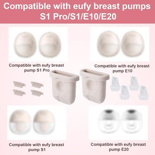 Goktvai 15pcs Replacement Parts Kit for Eufy Breast Pump, Includes 2 Silicone Diaphragms 4 Duckbill Valves 5 Flanges & 4 Sealing Plugs Compatible with Eufy S1 Pro/S1/E10/E20 Wearable Breast Pumps — view 2