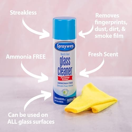 Sprayway Glass Cleaner Foaming Aerosol Spray, 19oz, Pack of 2 | Ammonia-Free, Streakless, Fast-Acting | Cleans & Polishes Glass Surfaces | Fresh Scent, Removes Fingerprints, Dust, Dirt, Smoke Film — view 3