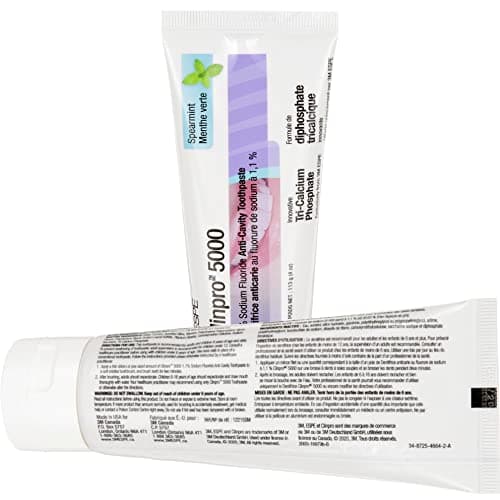 3M Clinpro 5000 Anti-Cavity Toothpaste, 1.1% Sodium Fluoride, Spearmint Flavour, Prescription Strength Fluoride Toothpaste for Enamel Protection & White Spot Remineralization, 113 g