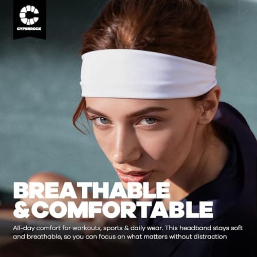 CYPERROCK Sweat Band, 5 Pack Headband Moisture Wicking for Running Sports — view 2
