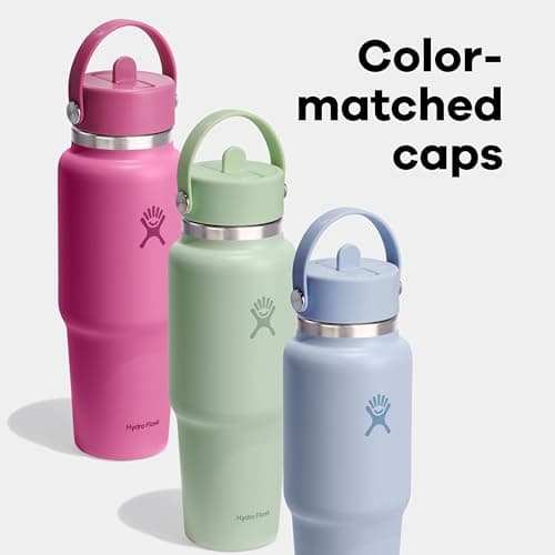 Hydro Flask Travel Water Bottle - Insulated Stainless Steel - Wide Straw Lid, Non Spill, Leakproof in 24 Oz Agave Green — view 5