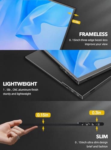 UPERFECT True 4K Portable Monitor QLED, 15.6” 600 Nits Laptop Monitor, 100% AdobeRGB, UHD 3840x2400 USB-C & MINI HDMI w/Smart Case, HDR FreeSync Eye Care, Travel Screen for Computer, PC, Game Consoles — view 5
