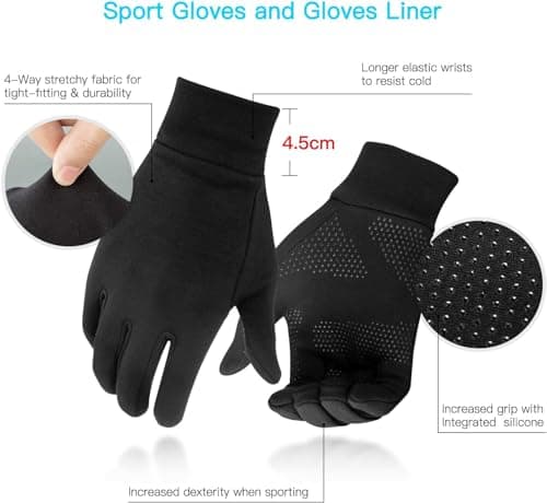 Unigear Lightweight Running Gloves Touchscreen Glove Liners for Men Women — view 2