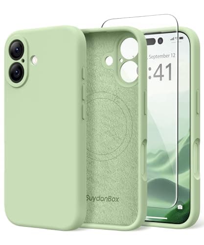 SuydanBox Magnetic for iPhone 17 Case, Compatible with MagSafe, [Full Camera Protection][Screen Protector] Silicone Shockproof Protective Phone Case for iPhone 17 6.3", Matcha