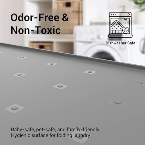 WZGUSXN 26x26 Full-Coverage Washer Dryer Mat, Spill-Proof Raised Edge Silicone Topper, Anti-Slip Vibration Dampening Pad for Front Load Laundry Room (2 Pack) Grey — view 5
