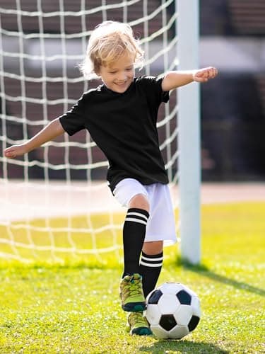Hryrbay Kids Soccer Shin Guards and Socks Toddler Soccer Shin Pads Protective Defender Gear for Boys Girls Ages 3-15 Great for Training, Matches, Inspired by the World Cup Black S — view 4