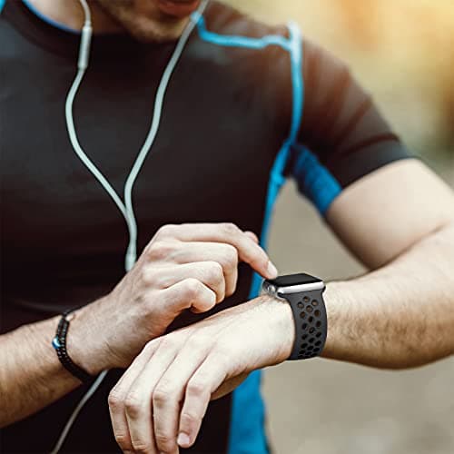 Lerobo Compatible with Apple Watch Band 44mm 45mm Series 10 11 46mm 42mm 49mm Men Women,Soft Silicone Breathable Sport Band Compatible for Apple Watch Ultra SE 3 2 for iWatch Series 9 8 7 6 5 4 3 Black — view 3