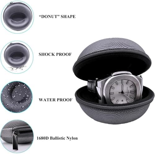 Zippered Portable Watch Travel Case: 2-Pack Single Storage Box Solution for Watch Owners - Protects Wristwatches Smartwatches Up to 50mm for Men Women Travel