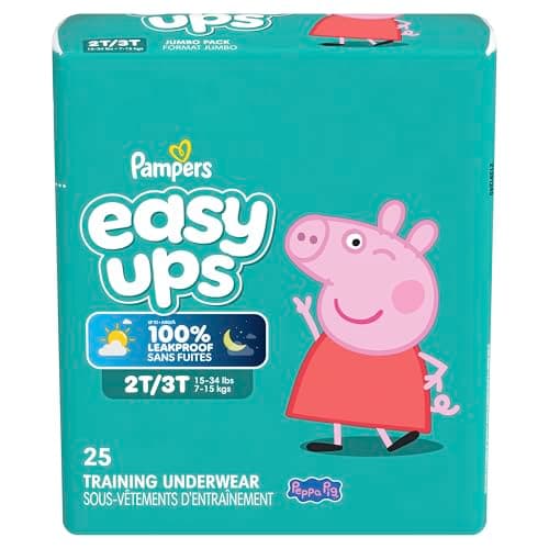 Easy Ups Girls & Boys Potty Training Pants, Size 4 (2T3T), 25 Count, Peppa Pig Absorbent Training Underwear, Up to 100% Leakproof Day and Night, Hypoallergenic — view 12