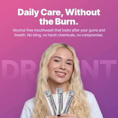 DR.DENT Purple Mouthwash for Teeth Whitening - Color Correcting Mouthwash Sachets - Peroxide Free, Alcohol Free - Freshens Breath, Supports Gum Health - Vegan, Mint Flavor (20 pc)