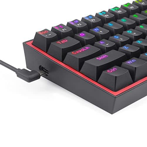 Redragon K617 Fizz 60% Wired RGB Gaming Keyboard, 61 Keys Hot-Swap Compact Mechanical Keyboard w/ 16.8M RGB Backlight, Red Inner Design, Programmable Linear Red Switch, Pro Software — view 2
