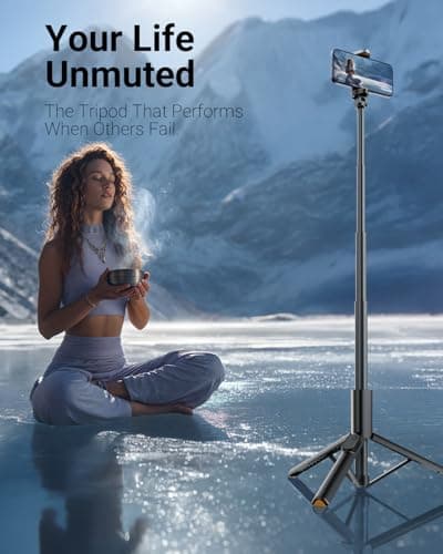 Vimose 59" Selfie Stick Tripod for iPhone with Remote & Mighty Phone Holder, Ultimate Minimalist Phone Tripod Stand for Travel Recording, Quintessential Cell Phone Stand for iPhone/Android — view 4