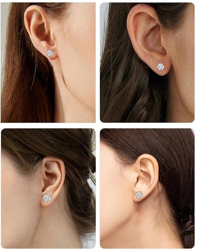 6 Pairs Stud Earrings Set, Hypoallergenic Cubic Zirconia Earrings, Silver 14K Gold Plated 316L Stainless Steel CZ Earring for Women Men 3-8mm (Gold - 6 Pairs) — view 3
