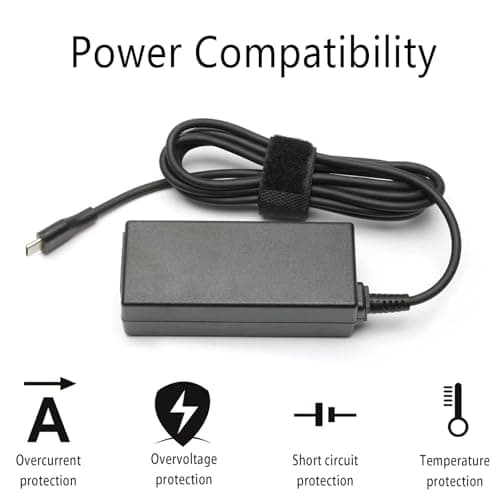 65W 45W USB C Laptop Power Replacement Adapter Charger for Lenovo Chromebook/Yoga/ThinkPad/HP Chromebook/Dell Laptop USB Type C Power Adapter — view 3