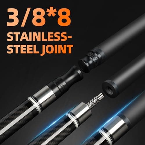 Kmise Carbon Fiber Pool Cue Stick 58", Billiard Cue Sticks 23oz, Low Deflection Pool Cue with 12.5mm Tip, Professional Billiard Carbon Fiber Pool Sticks for Adults, 23oz — view 4
