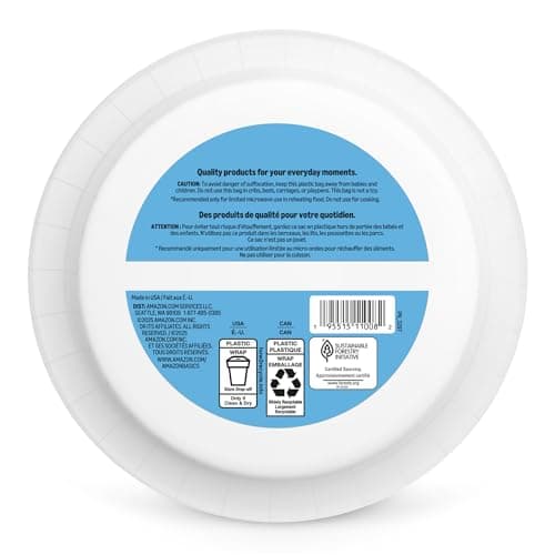 Amazon Basics Ultra Paper Plates, 8.62 Inch, Disposable, 64 Count, Packaging May Vary — view 5
