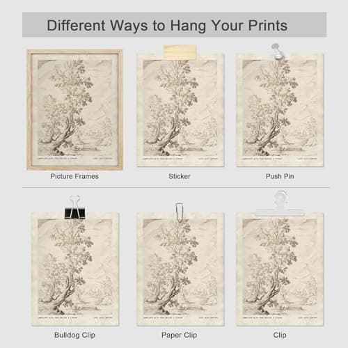 SIGNWIN Poster Vintage Landscape Sketch Prints by 16th-Century Antique Tree Wilderness Nature Illustrations Fine Art Decorative Country/Farmhouse Vintage for Living Room, Bedroom, Office - 11"x14"x4 — view 4