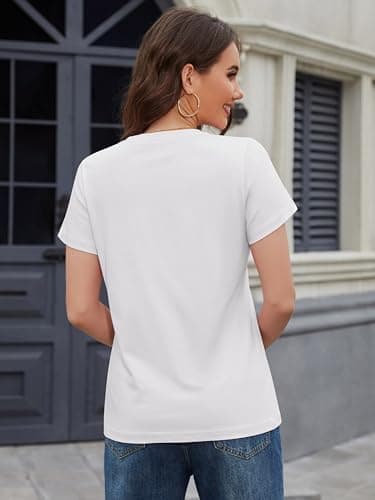 MAGCOMSEN Women's Crewneck T-Shirts Cotton Short Sleeve Casual Shirts Tee Tops Moisture Wicking Lightweight White, M