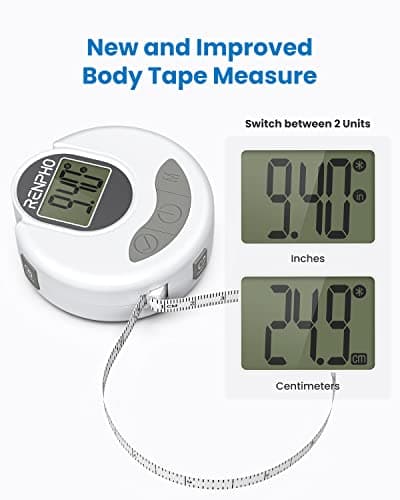 RENPHO Body Measuring Tape, Bluetooth Smart Tape Measure with Lock Hook & Retractable Function, Accurate Body Fat Measurement Device for Weight Loss, Muscle Gain, Fitness Bodybuilding, 60in /150cm — view 4