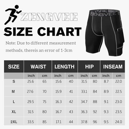 ZENGVEE Men's 3 Pack Compression Shorts with Pockets Athletic Baselayer Underwear for Running,Workout,Training-1011(3BlackGray- M) — view 5