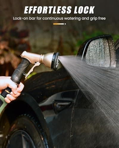 RAINPOINT Garden Hose Nozzle, 9 Spray Patterns Hose Sprayer Nozzle, Heavy Duty Metal Water Hose Nozzle, Adjustable Hand Sprayer, Watering Plants and Lawn, Pet Showering, Gray — view 4