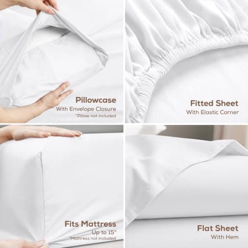 Utopia Bedding Queen Bed Sheets Set - Pack of 2 Sheet Sets - Perfect for Spa, Hotel, & Guest Bedroom - Brushed Microfiber - Shrinkage and Fade Resistant - Easy Care (White) — view 2