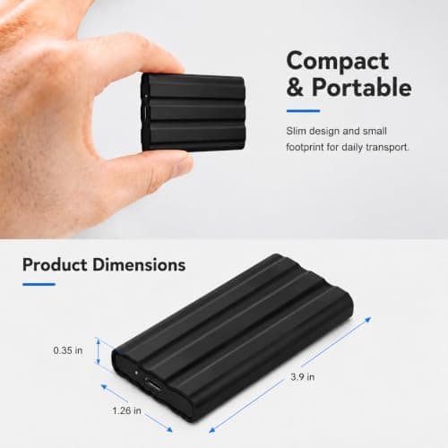 1TBPortable External Hard Drive,Ultra Slim Portable HDD,Type-C,External Hard Drive Compatible with PC, Mac, Laptop -Black — view 5