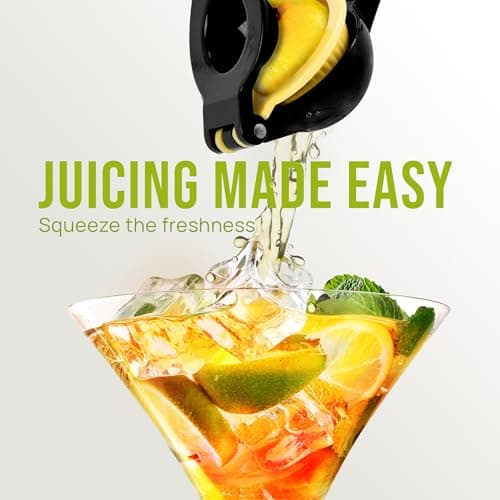 Zulay Kitchen Metal 2-in-1 Lemon Squeezer - Sturdy Max Extraction Hand Juicer Lemon Squeezer Gets Every Last Drop - Easy to Clean Manual Citrus Juicer - Easy-Use Lemon Juicer Squeezer - Black/Yellow — view 2