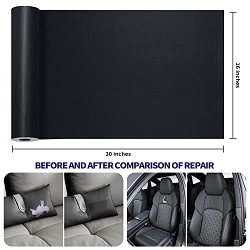 Besezx Leather Repair Patch Tape Kit, Self-Adhesive, 30"x16", Classic, Black, Rectangular, Vehicle, Repair Kit — view 2