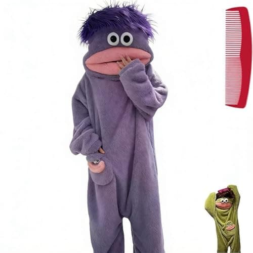 Big Mouth Monster Onesie,Adult Monster Onesie,Silly Pajamas Plush One Piece Cosplay Suit Loungewear,Soft Plush Loungewear (Purple,Large)