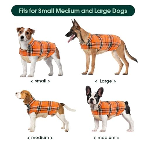 Kuoser Waterproof Dog Coat, Reversible Dog Jacket for Large Dogs, Adjustable Durable Doggie Winter Coat for Groowing Puppies Warm Puppy Cold Weather Apparel, Orange XS — view 4